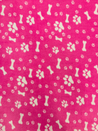 Buy pink-paws-bones Printed Polar Fleece Fabric Animal Prints