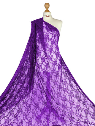 Buy purple Floral Lace 4 Way stretch Fabric