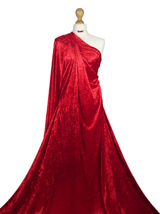 Buy red Crushed Velvet 2 Way Stretch Fabric
