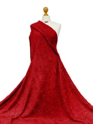 Buy red Faux Mohair Stretch Knit Fabric