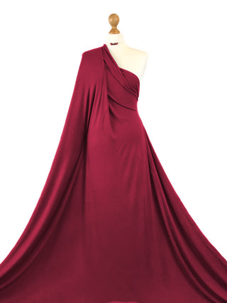 Buy red-wine Viscose Jersey 4 Way Stretch Fabric