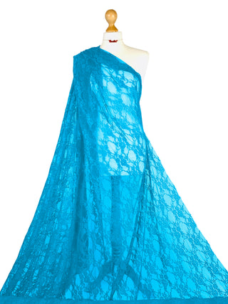Buy turquoise Floral Lace 4 Way stretch Fabric