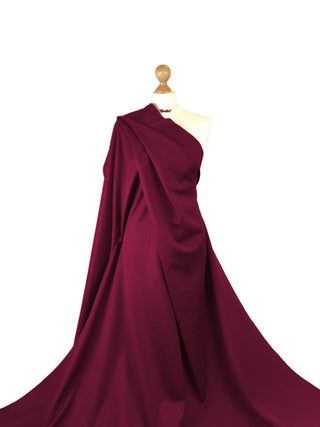 Buy red-wine Scuba Crepe 4 Way Stretch Jersey Fabric